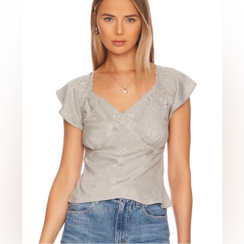 NWOT Tularosa Sage Green Natalie Embroidered Floral Pattern Blouse Sz SM